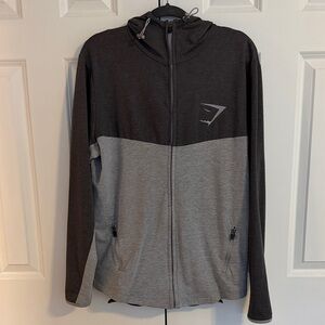 Gymshark Two-Tone Dark Charcoal and Light Gray Full-Zip Hoodie